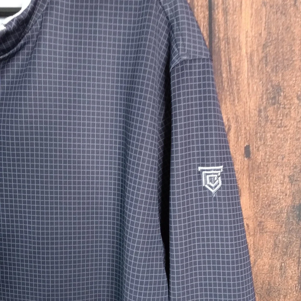Donald Ross Mens Navy Blue Micro Grid Quarter Zip Golf Pullover Large RN127277